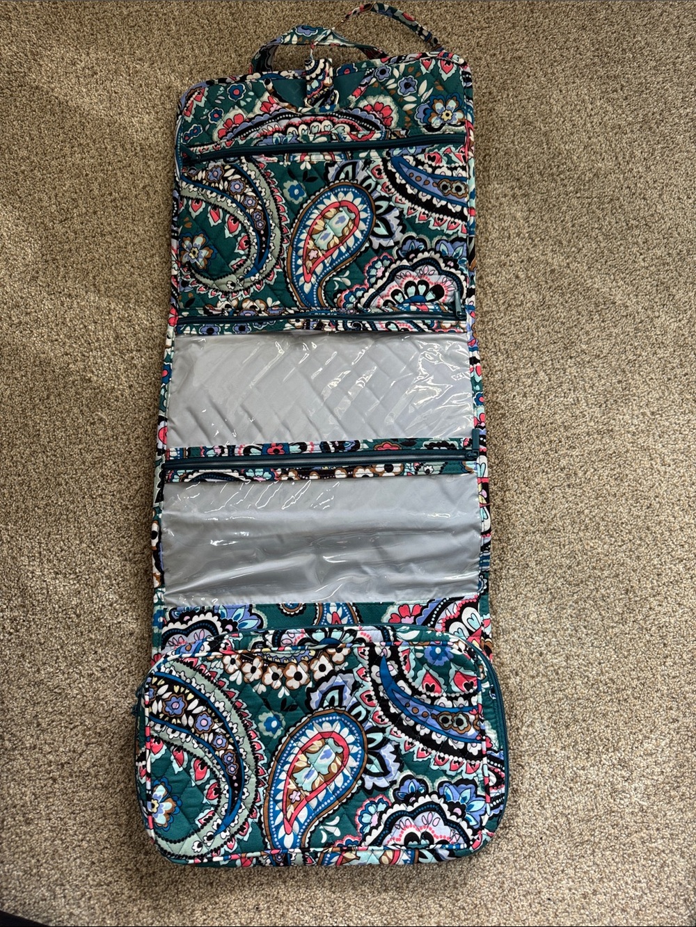 Vera Bradley Teal Floral Paisley Quilted Organizer Tote - Picture 2 of 3